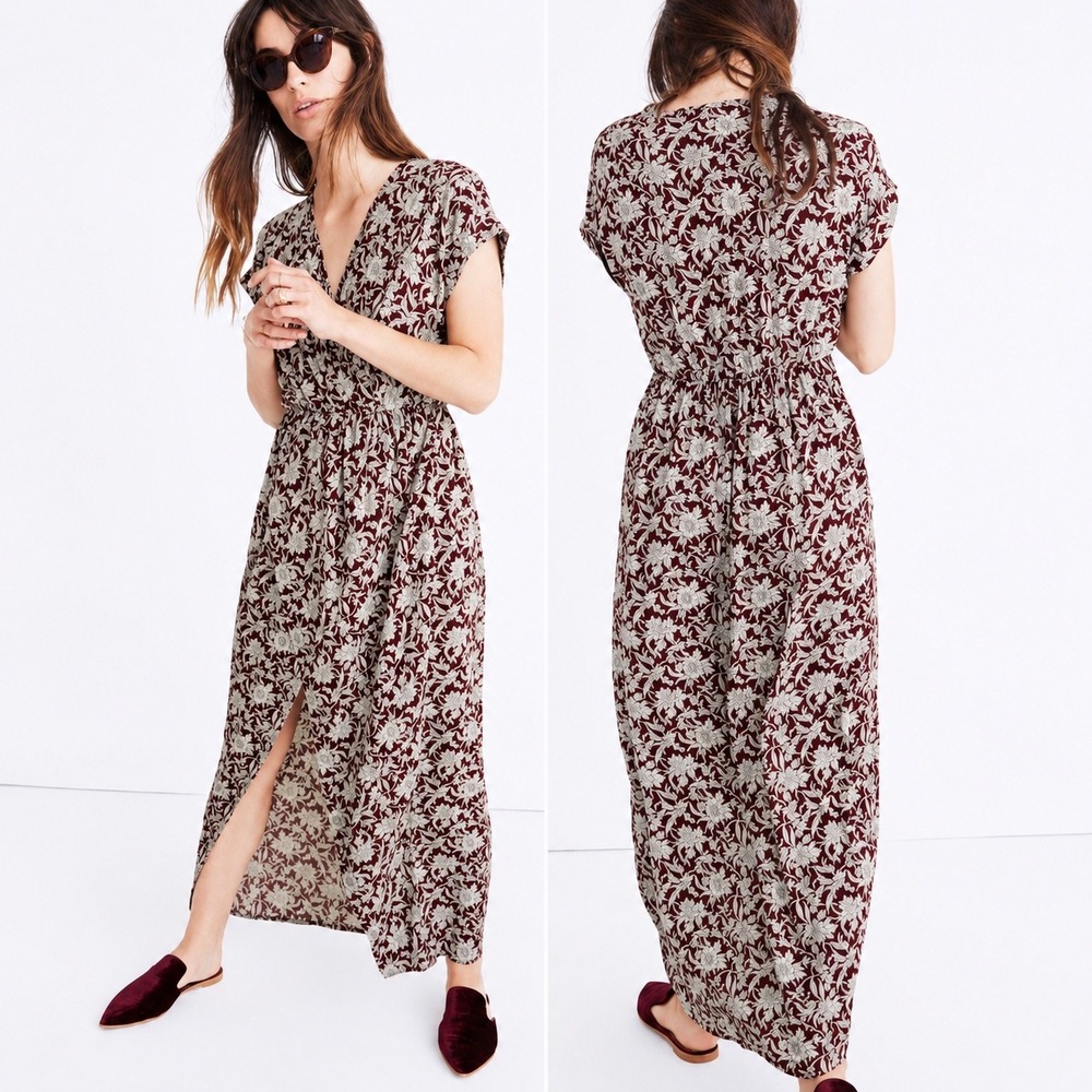 MADEWELL Faux Wrap-Front Maxi Dress in Estate Floral G9352